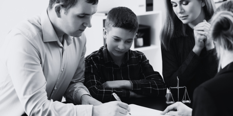 image of man, woman and children in Divorce scenario